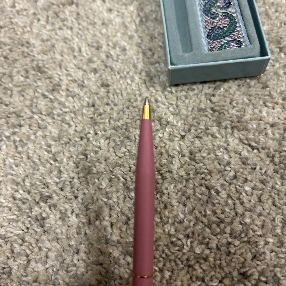 Sheaffer Ballpoint Pen‎ OS Pink Nicole Vintage Gold Trim White Dot Blue Ink